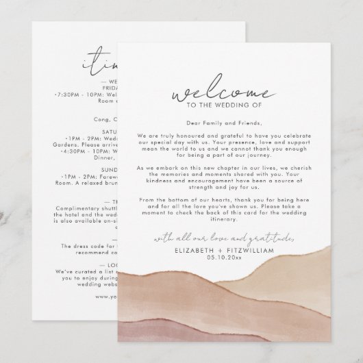 Boho Aquarel Abstract Welkomstbericht en reisschem (Voorkant / Achterkant)