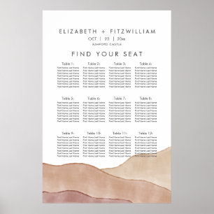 Boho aquarel Abstract   Zitplaatskaart Poster