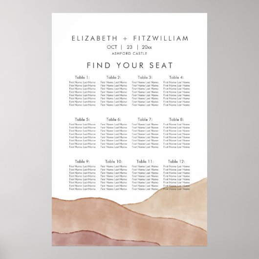 Boho aquarel Abstract | Zitplaatskaart Poster (Voorkant)