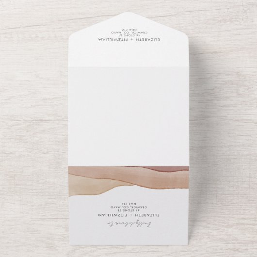 Boho Aquarel Abstracte bruiloft All In One Uitnodiging (Buitenkant)