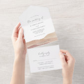 Boho Aquarel Abstracte bruiloft All In One Uitnodiging (Afscheurbaar)