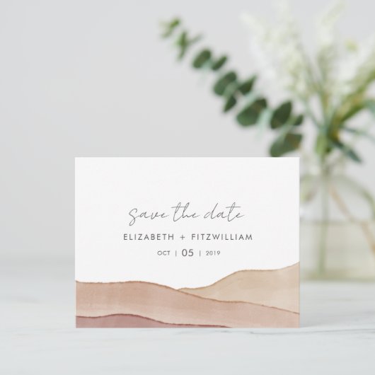 Boho Aquarel Abstracte bruiloft Bewaar de datum Briefkaart (Staand voorkant)