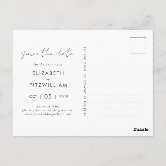 Boho Aquarel Abstracte bruiloft Bewaar de datum Briefkaart (Achterkant)