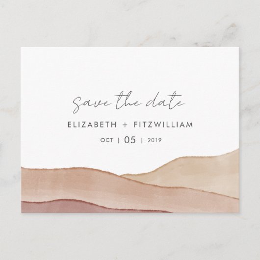 Boho Aquarel Abstracte bruiloft Bewaar de datum Briefkaart (Voorkant)