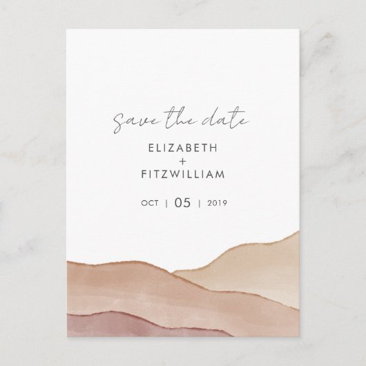 Boho Aquarel Abstracte bruiloft Bewaar de datum Briefkaart (Voorkant)