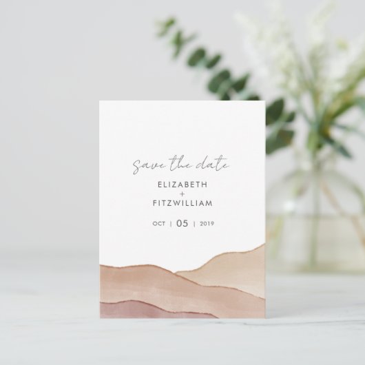 Boho Aquarel Abstracte bruiloft Bewaar de datum Briefkaart (Staand voorkant)