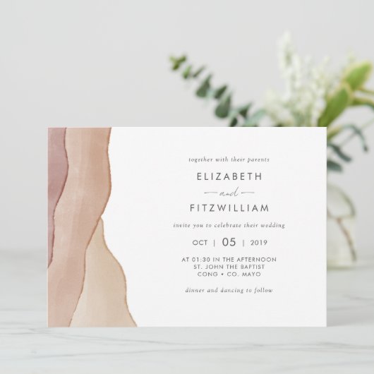 Boho Aquarel Abstracte bruiloft Kaart (Staand voorkant)