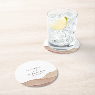 Boho Aquarel Abstracte bruiloft Ronde Kartonnen Onderzetter