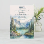 Boho Aquarel Berg Bruidsfeest Kaart (Staand voorkant)