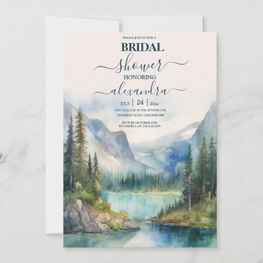 Boho Aquarel Berg Bruidsfeestje Kaart (Voorkant)