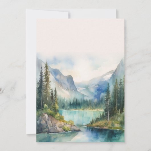 Boho Aquarel Berg Bruidsfeestje Kaart (Achterkant)