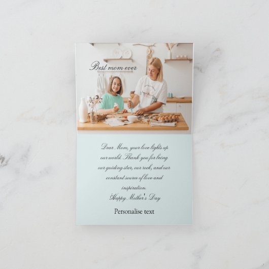 Boho aquarel gepersonaliseerde foto moederdag kaart (Binnen)