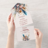Boho Aquarel Pampasgras Bruiloft All In One Uitnodiging (Afscheurbaar)