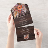 Boho Aquarel Pampasgras Bruiloft All In One Uitnodiging (Afscheurbaar)