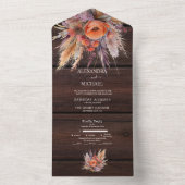 Boho Aquarel Pampasgras Bruiloft All In One Uitnodiging (Binnen)