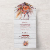 Boho Aquarel Pampasgras Bruiloft All In One Uitnodiging (Binnen)