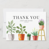 Boho Aquarel Pothouses Baby Shower Bedankkaart (Voorkant)