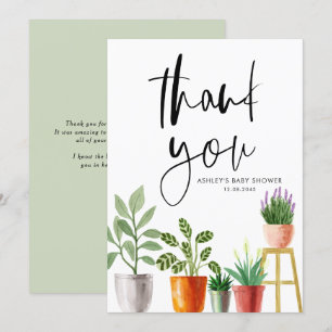 Boho Aquarel Pothouses Baby Shower Bedankkaart