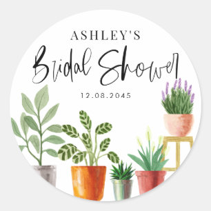 Boho Aquarel Pothouses Bruidsfeestje Ronde Sticker