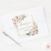 Boho aquarel roze rozen bruiloft vierkante sticker (Envelop)