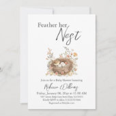 Boho Aquarel Vogel Nest Baby Borrel Kaart (Voorkant)