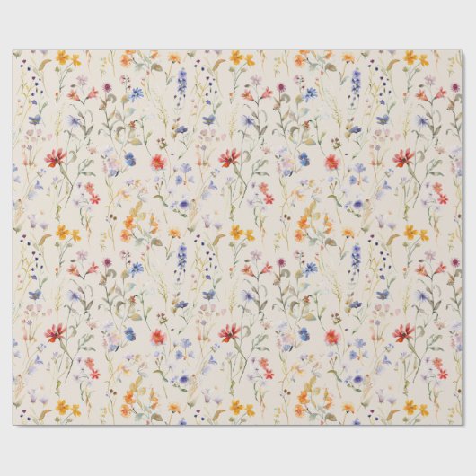 Boho aquarel wilde bloem cadeaupapier (Vlak)