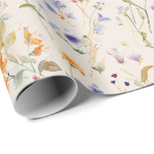 Boho aquarel wilde bloem cadeaupapier (Rol Hoek)