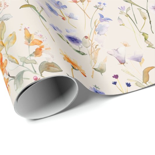 Boho aquarel wilde bloem cadeaupapier (Rol Hoek)