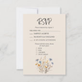 BOHO Aquarel Wilde Bloemen Elegante Beige Bruiloft RSVP Kaartje (Voorkant)