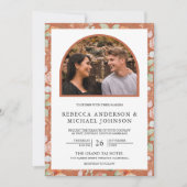 Boho Arch Aardse Bloemen Alles in één bruiloft Kaart (Voorkant)