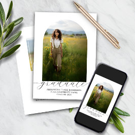 Boho Arch Afstuderen Invitation 2 foto's Wit Kaart