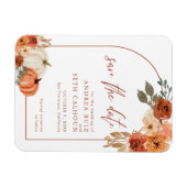 Boho Arch Autumn Pumpkin Terracotta Save the Date Magneet (Horizontaal)