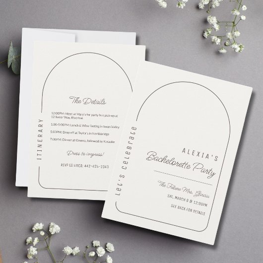 Boho Arch Bachelorette Party Uitnodigingsroute Kaart