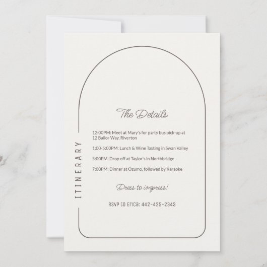 Boho Arch Bachelorette Party Uitnodigingsroute Kaart (Achterkant)