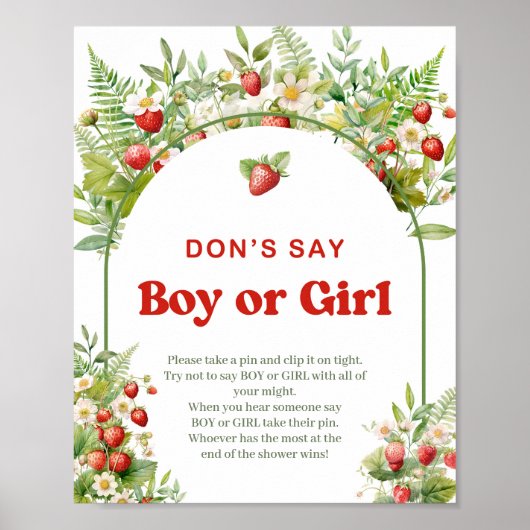 Boho Arch Berry Sweet Don't Say JONGEN of MEISJE s Poster (Voorkant)