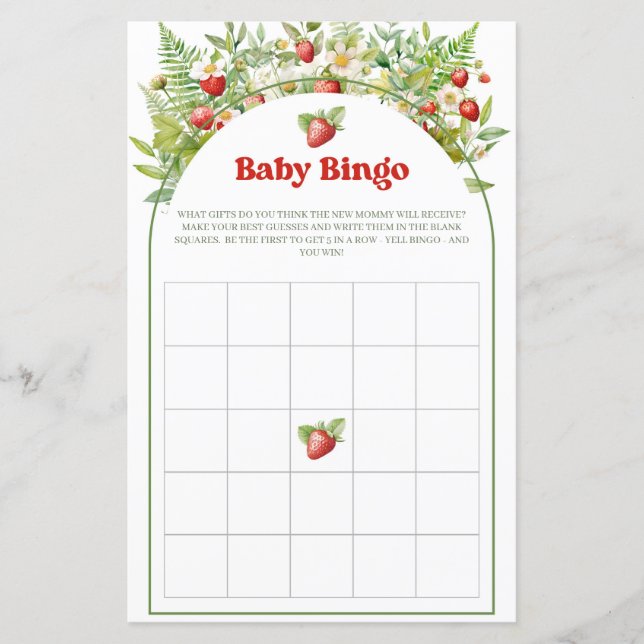 Boho Arch Berry Sweet Strawberry Baby Bingogame (Voorkant)
