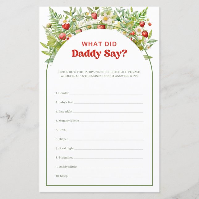 Boho Arch Berry Sweet Wat zei papa spel (Voorkant)