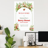 Boho Arch Berry Sweet Wild Aardbei Roze Welkom Poster (Thuiskantoor)