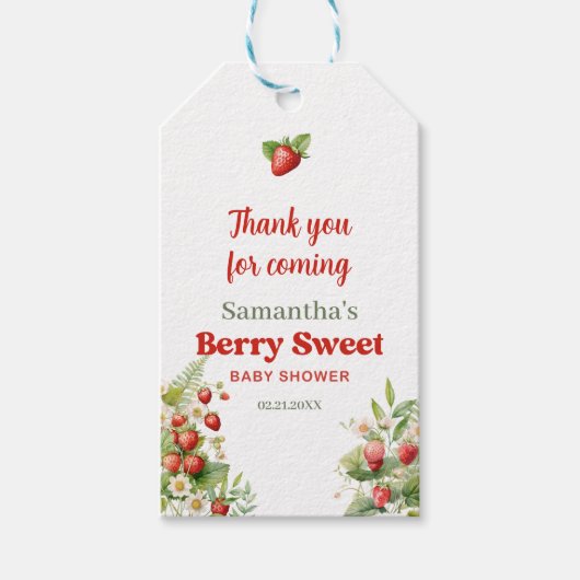Boho Arch Berry Sweet Wild Strawberry dank u Cadeaulabel (Voorkant)