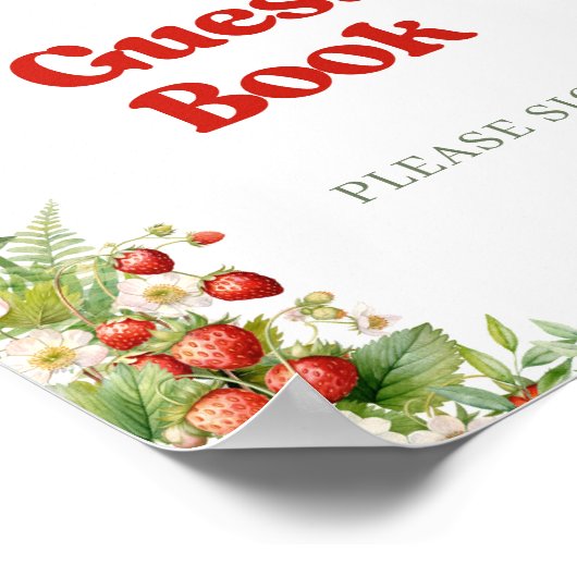 Boho Arch Berry Sweet Wild Strawberry gastenboek Poster (Hoek)