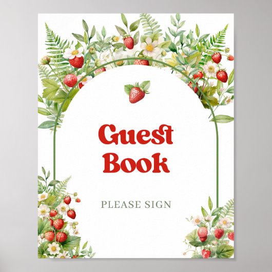 Boho Arch Berry Sweet Wild Strawberry gastenboek Poster (Voorkant)