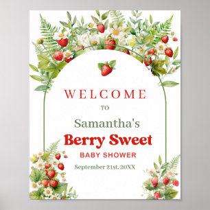Boho Arch Berry Sweet Wild Strawberry Roze welkom Poster