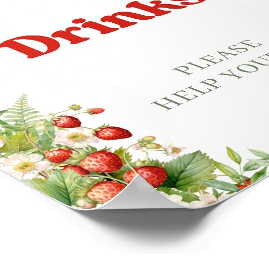 Boho Arch Berry Sweet Wilde Aardbei Roze drinken Poster (Hoek)