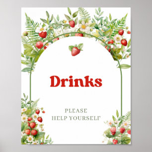 Boho Arch Berry Sweet Wilde Aardbei Roze drinken Poster