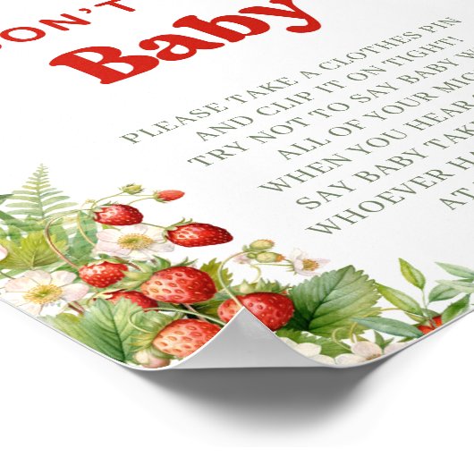 Boho Arch Berry Sweet zeg niet baby spel teken Poster (Hoek)