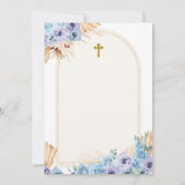 Boho Arch Blauw Bloemen Eerste Heilige Communie Kr Kaart (Achterkant)