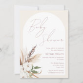 Boho Arch Bloemen Beige Cream Baby shower Kaart (Voorkant)