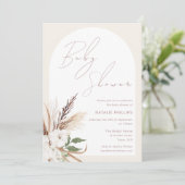 Boho Arch Bloemen Beige Cream Baby shower Kaart (Staand voorkant)