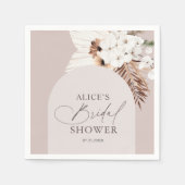 Boho Arch Bloemen Gedroogde bladeren Beige Vrijgez Servet (Voorkant)