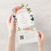 Boho Arch Bloemen Waterverf Bruiloft All In One Uitnodiging (Afscheurbaar)